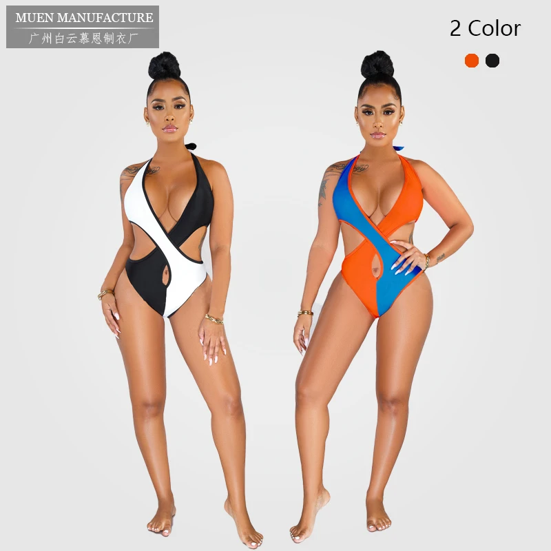 

M2813 2021 Summer New Women's Stitching Color Beach Swimwear