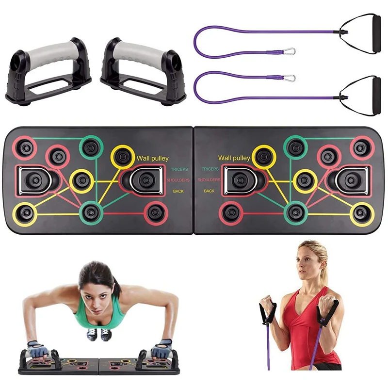 Multi-Function Portable Bracket training Push Up Board with Resistance Band