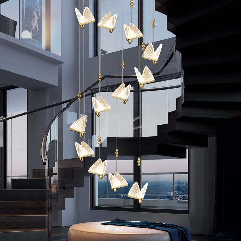 Designer indoor Butterfly decorative lighting fancy chandeliers pendant lights for home decor stair hanging lights