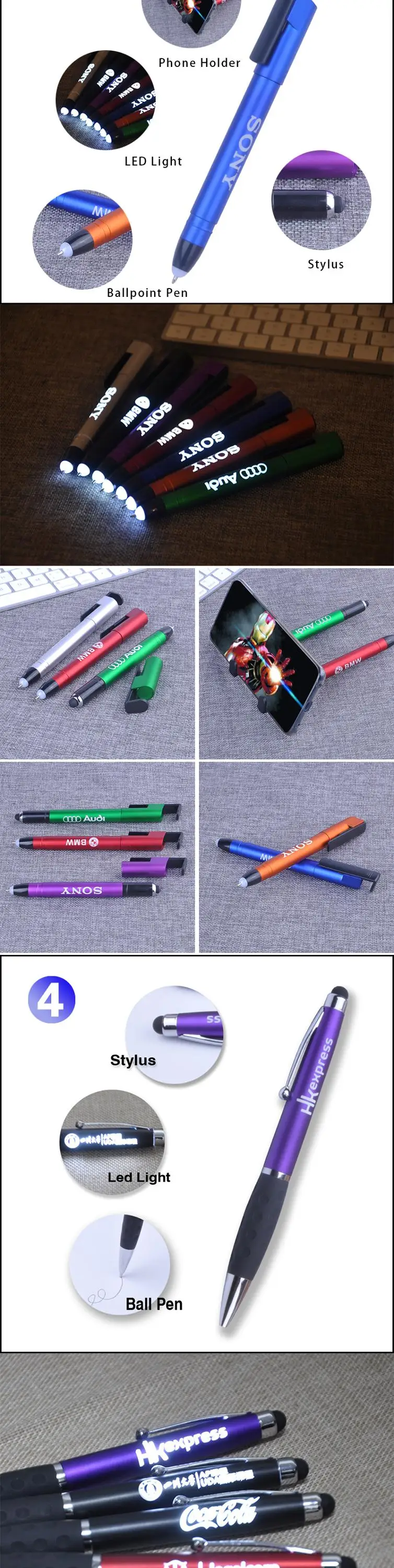 Super Quality Multifunction Led Light Up Stylus Tip Pen For Smart Phone