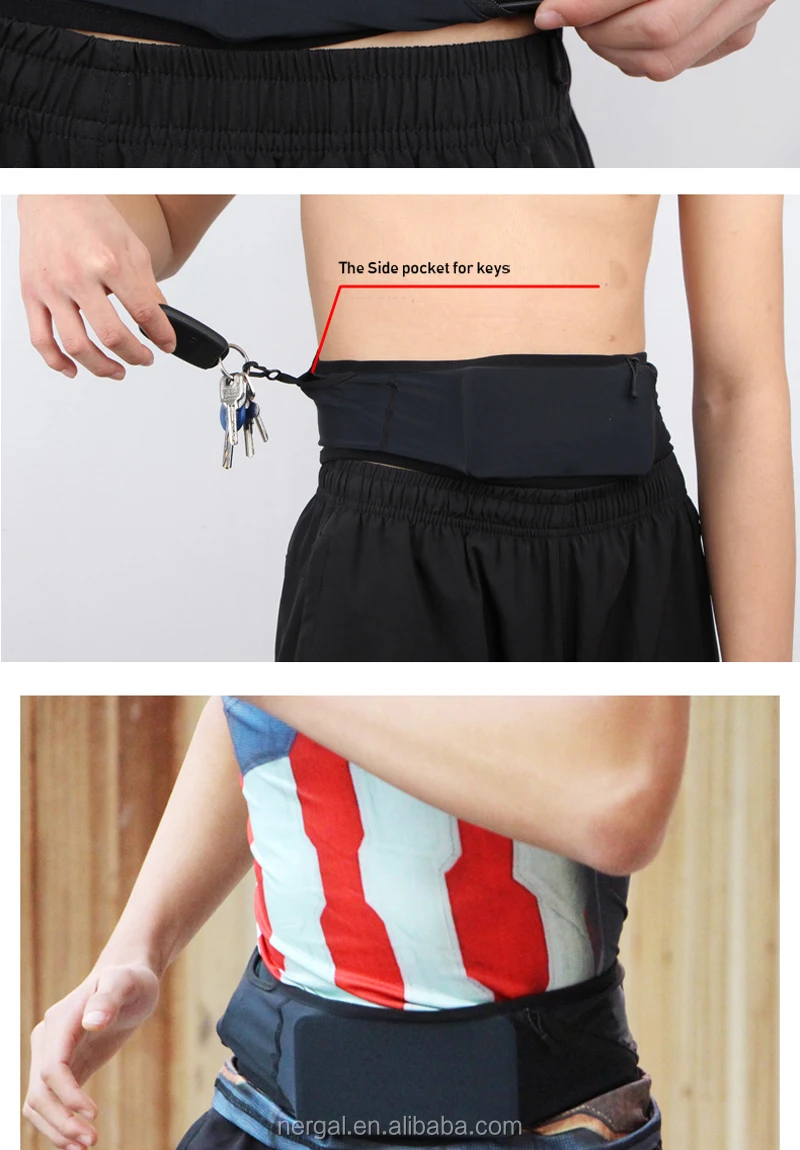 Waterproof running custom waist bag/reflective running belt with bottle holder/gym sports running men fanny pack custom logo