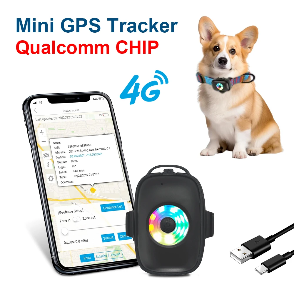 Mini GPS Tracker for Dog Cat  Small Real Time Tracking Device 30 Days Battery 4G LTE Hidden Adhesive Tracker Wearable Locator factory