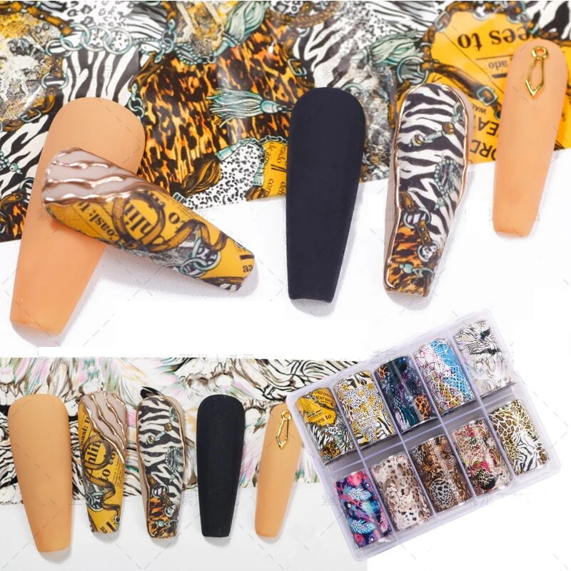 

New Style Brand Logo Designer Nail Art Foil Transfer Gel Sticker Roll, Colorful
