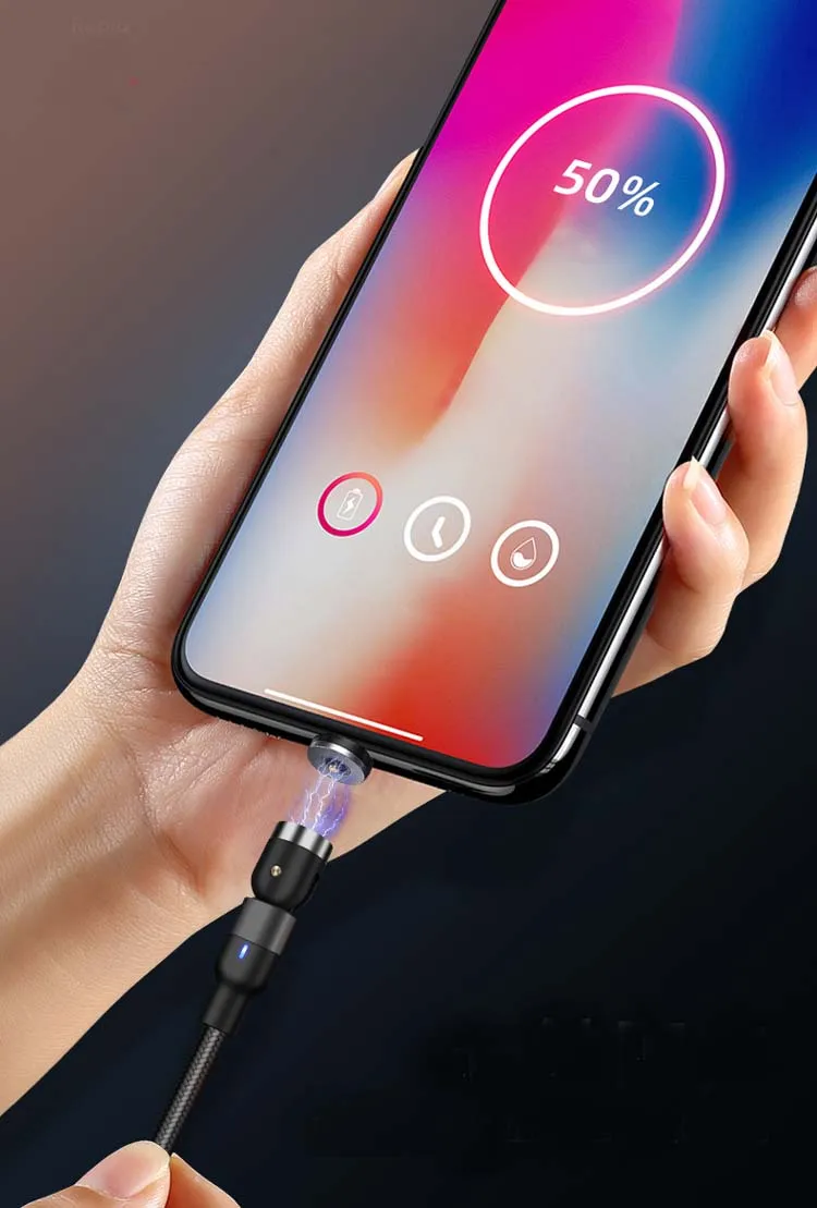 540 Rotation Led 3 In 1 Fast Charging Magnetic Cable Charger - ANKUX.COM
