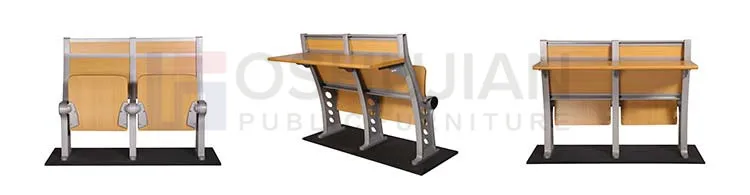 Adjustable bench college table school chair with writing board
