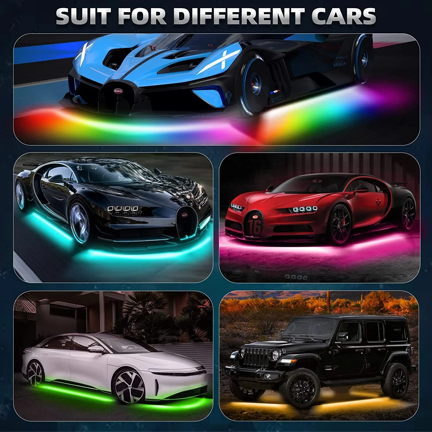 Car Chassis Chasing Color Ambient Underbody Lights Car Underglow Lights