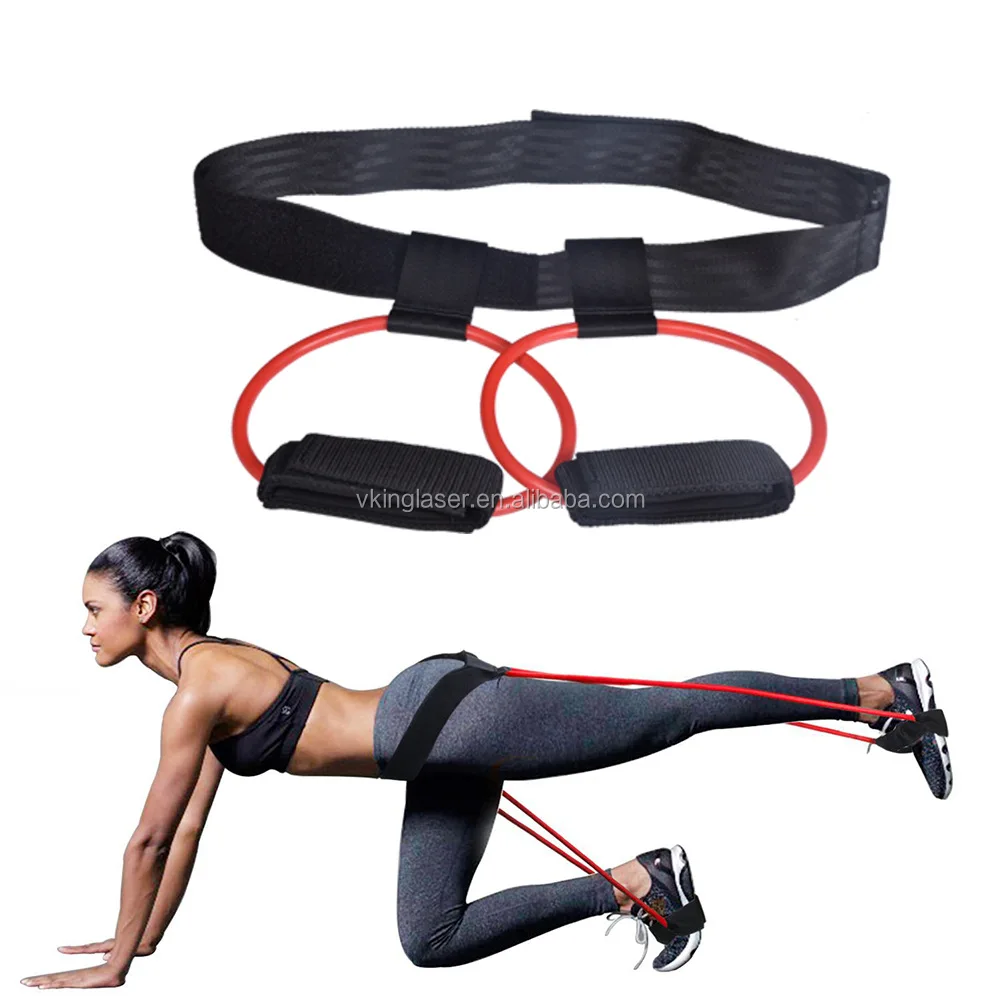 Body Building Fitness Waist Belt Pedal Exerciser Resistance Band Booty Band 