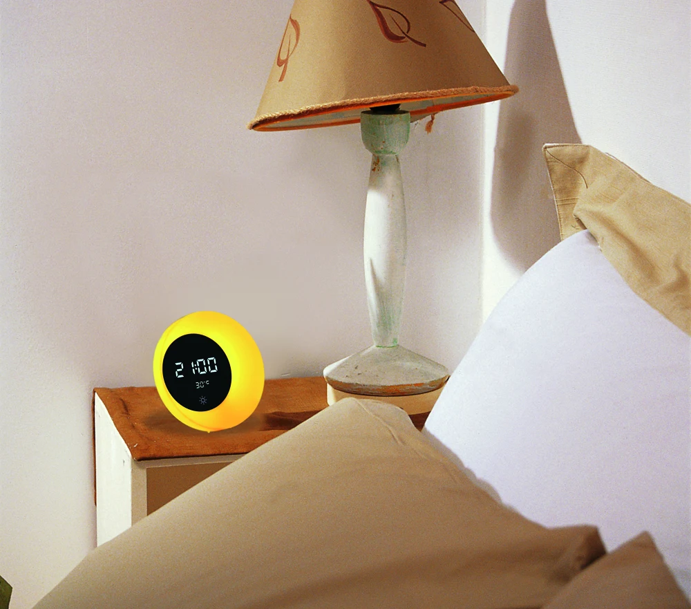 2.5W LED Crescent Moon Clock Light Rechargeable Warm White Night Light