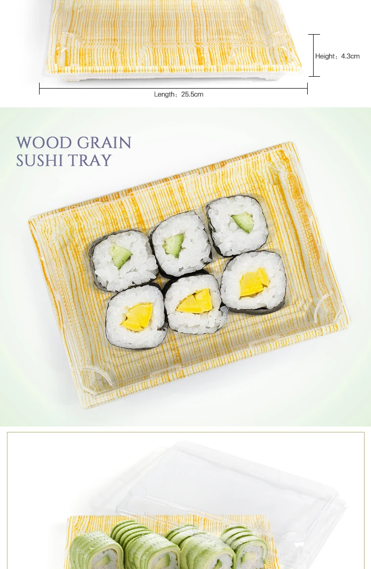 Newest design 10 inch square shape takeaway disposable patisserie sushi packaging tray