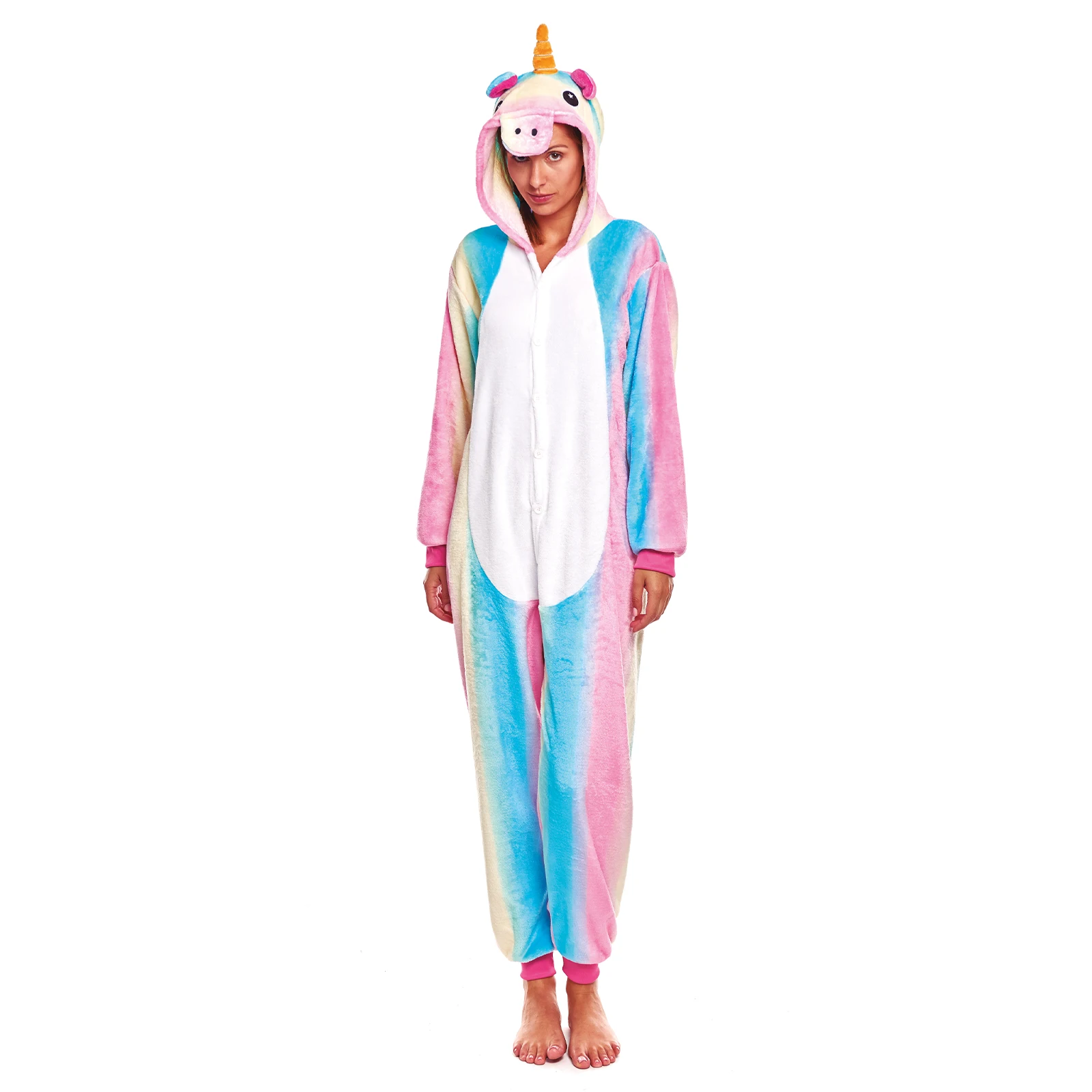 彩虹纽扣 一件睡衣 带兜帽的服装 适合成人s M L 睡眠上衣聚酯彩虹图案 Buy 绸缎睡衣 成人女式睡衣 妇女睡衣套装product On