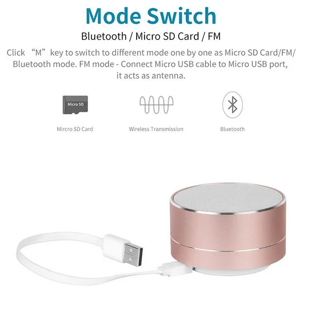 Aluminium Alloy Cylider Round Metal A10 3W Stereo Wireless BT Mini Portable Blue tooth Speakers - ANKUX.COM