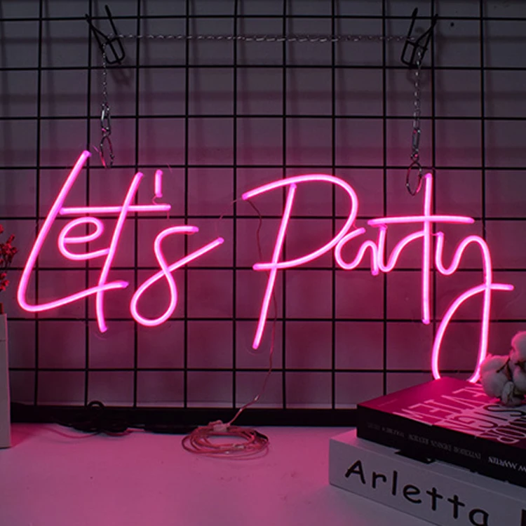 Lets party Custom hand made acrylic led neon sign letter wall light sign custom led sign lights advertising words