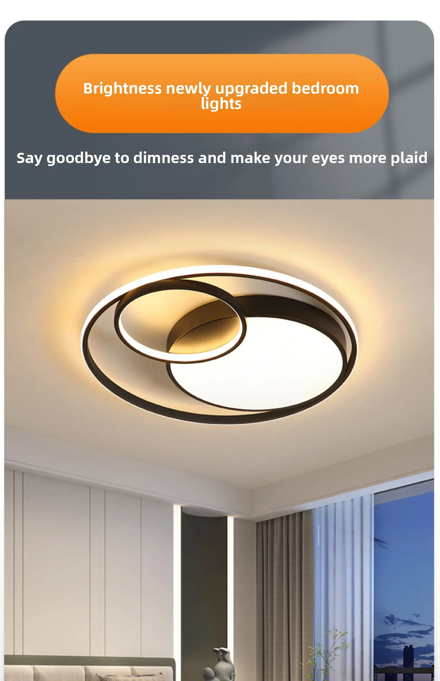 3CCT Black Gold Round Square Modern Chandelier Led Pendant Ceiling Lamp for Bedroom details