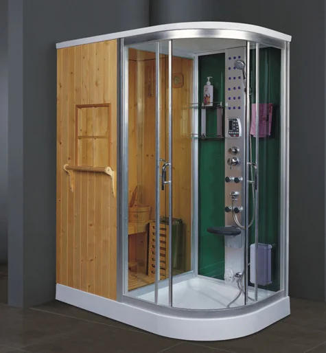 ln 1712木质桑拿和钢化玻璃干湿蒸汽淋浴桑拿房