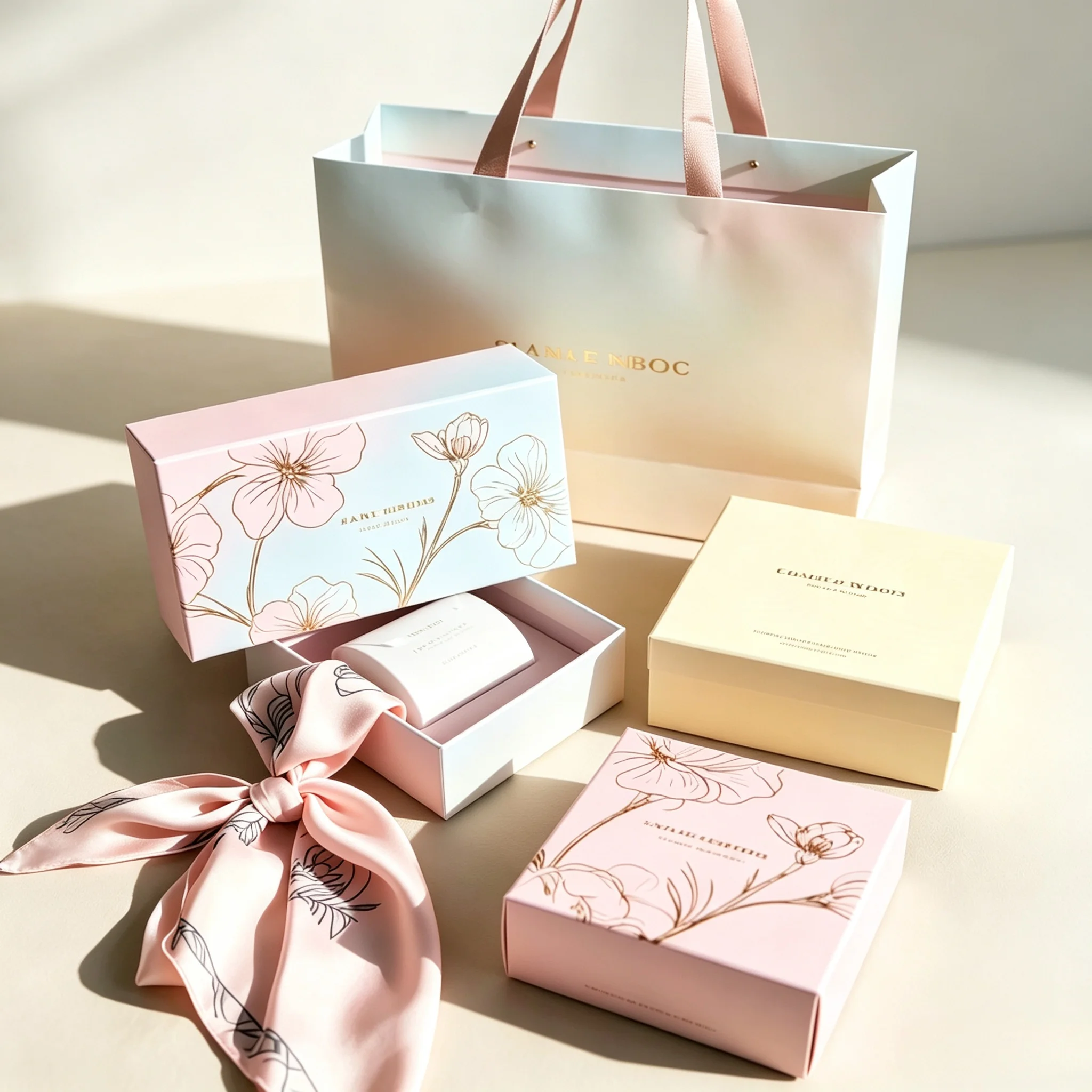 Pastel Floral Boxes with Silk Scarves