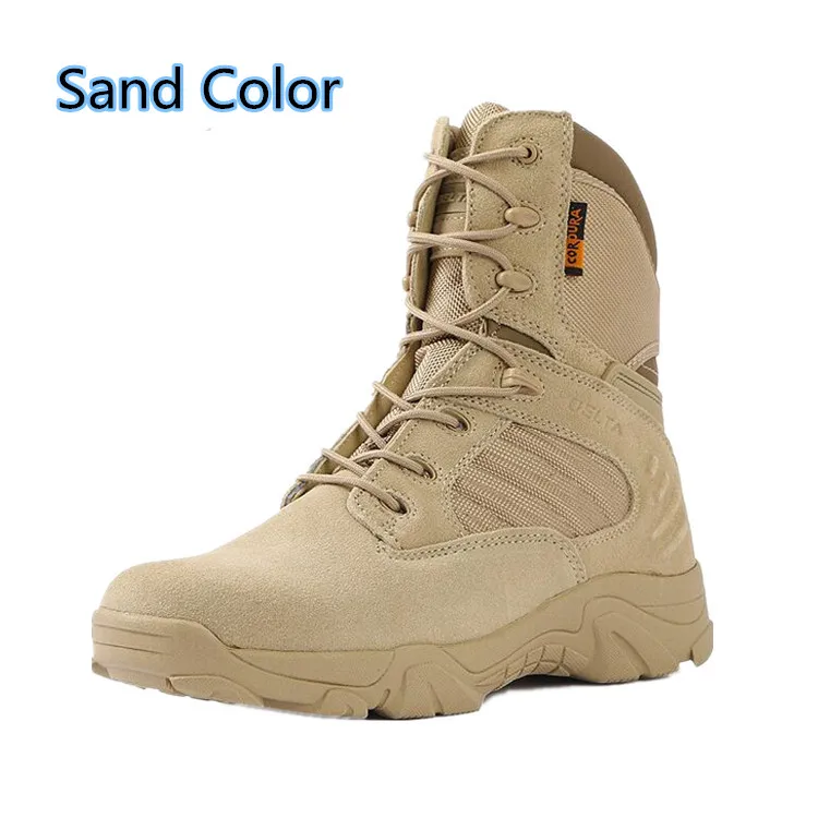 Mens Outdoor wear-Resistant Breathable Tactical Combat Boots with Side Zipper to Quick Release 
