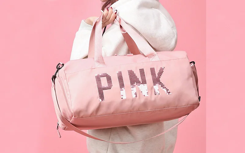 2021 Spend Da Night Bag Pink Duffle Women Ladies Hand Bags Nylon Sequin Embroidery Mixed