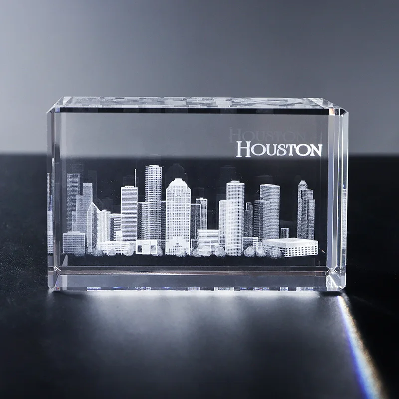 Wholesale Small 3D Laser Engraved Glass Crystal Tourism Gifts Souvenir USA America Famous Building Statue of Liberty Carved details