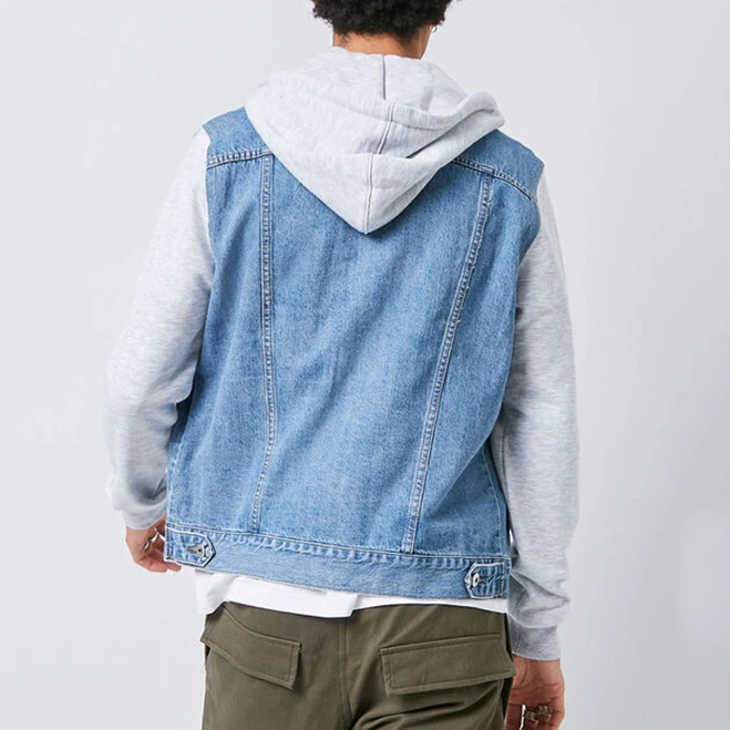 combo hooded denim jacket