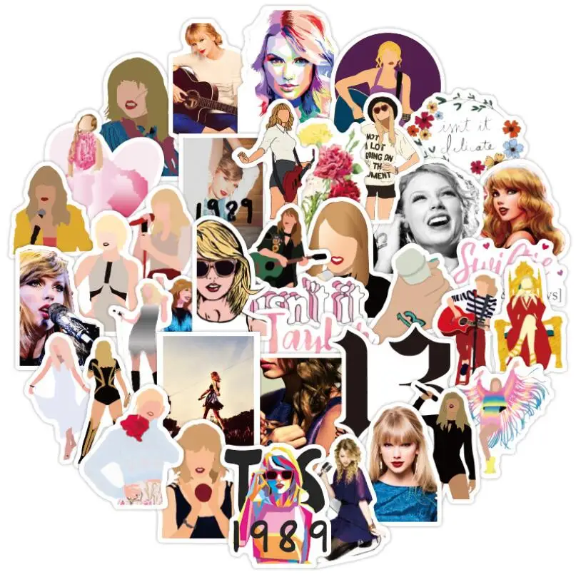 52Pcs Singer Taylor Swift Graffiti Stickers for Laptop Luggage Brand New Decal 