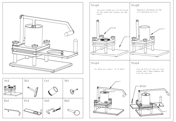 Spain 130MM &55MM HORUS hand press meat beef burger patty making machine mixer machine for hamburger