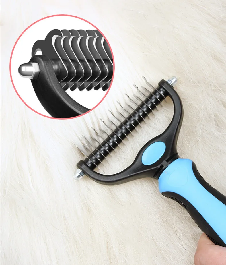 2 Sided Undercoat Rake For Cats And Dogs Safe Dematting Comb Pet