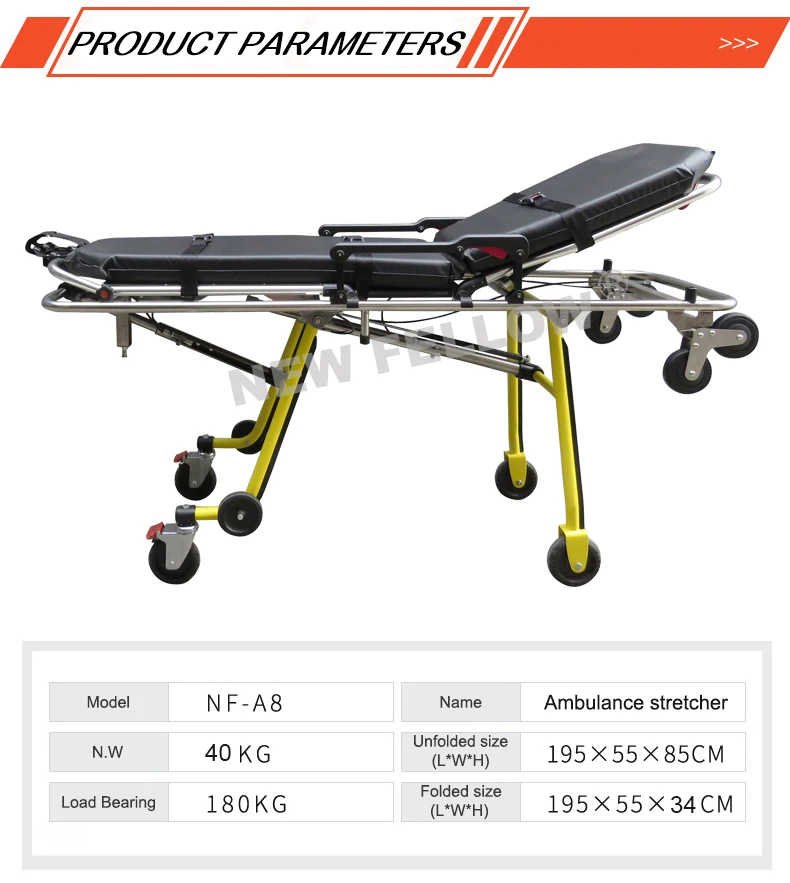 Nfa8 Multilever Full Automatic Loading Ambulance Stretcher Dimensions