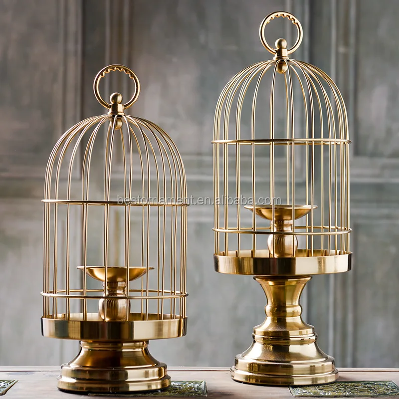 Gold Metal Bird Cage Candle Holder For Wedding Centerpiece Buy Bird
