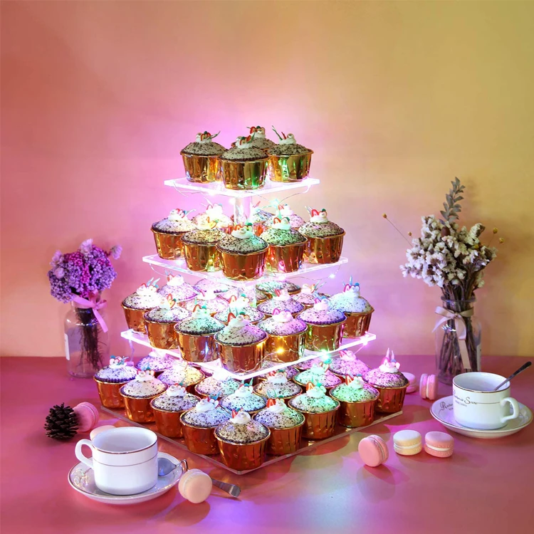 Shenzhen Wholesale Led Acrylic Wedding Cake Stand With Lights Buy