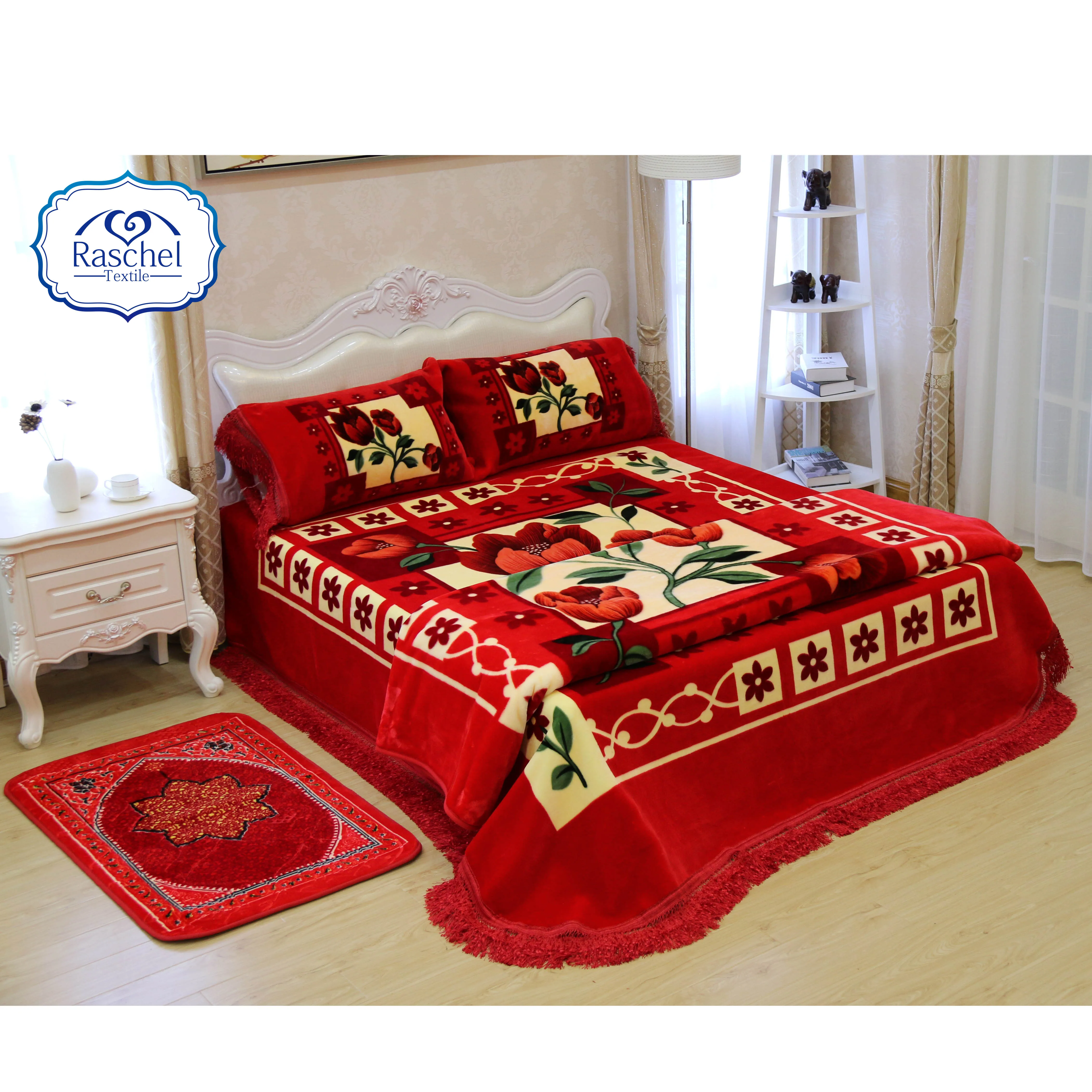 korean-blanket-100-polyester-raschel-embossed-mink-4pcs-bedcover-set