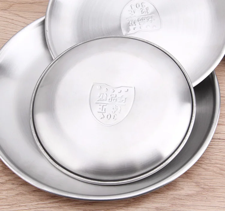 Fashion Round Korean Stainless Steel Luxury Gold Dishes Food Dinner
