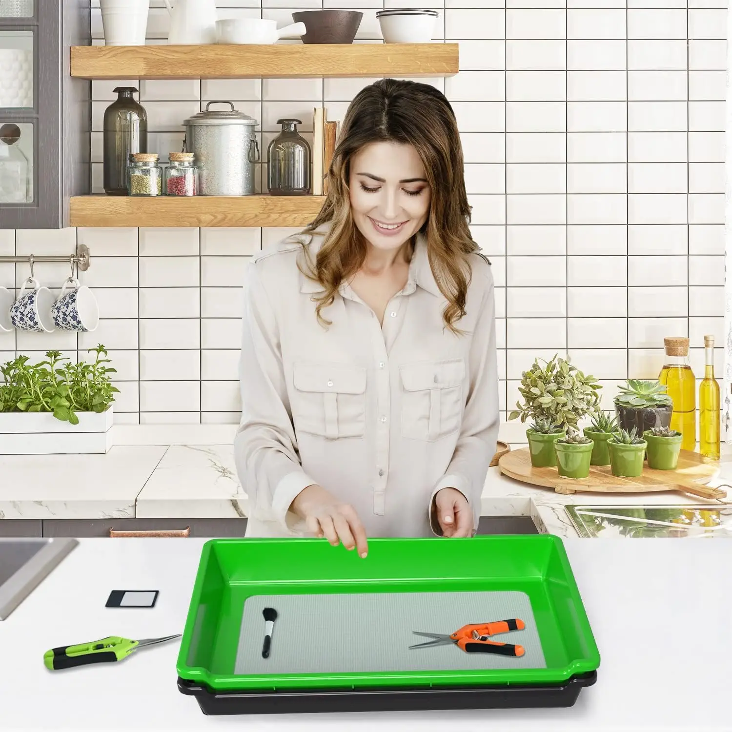 150 Micron Plastic Trim Tray Herbal Sieve With Scissors Screen Diy