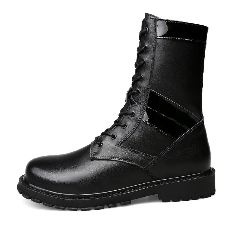 
High ankle black cow leather military tactical boots south africa army boots for men 