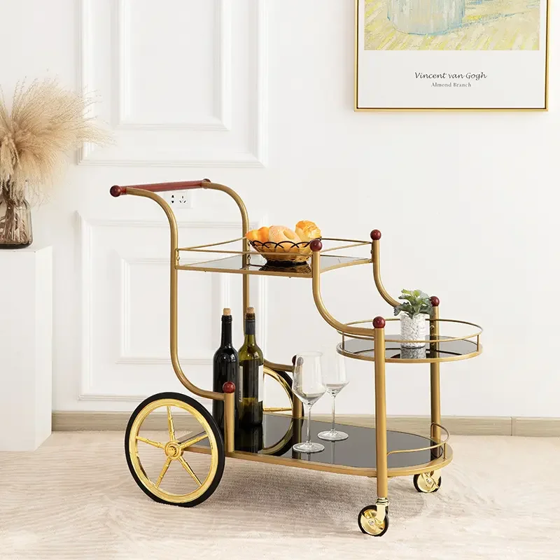 Luxury Metal Glass Tea Wine Food Catering Drinks Serving Trolley Cart ...