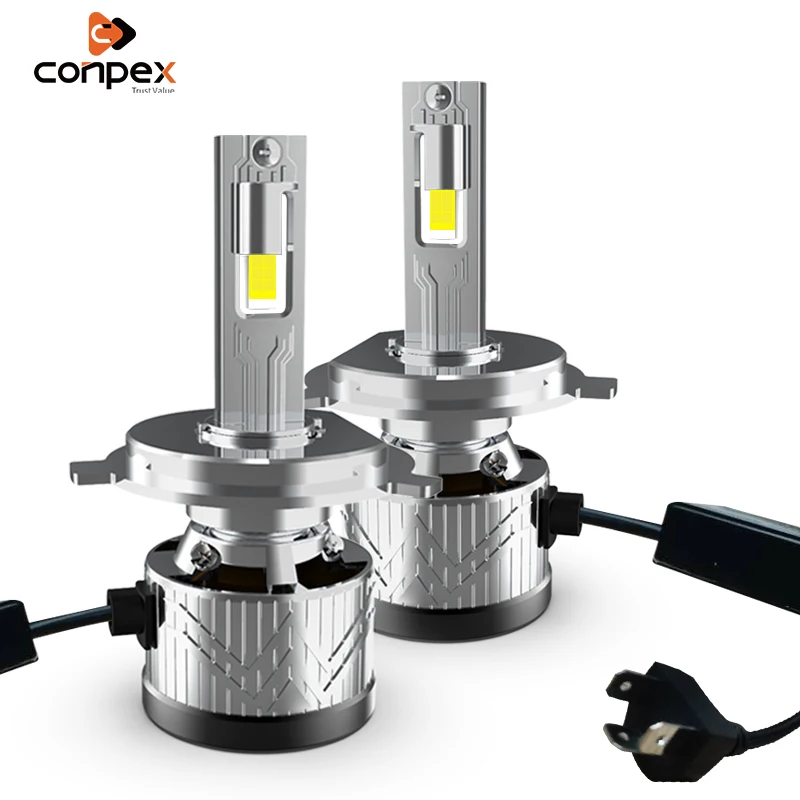Conpex 65W LED Headlight Bulb With Decoder Aluminum Fins Vapor Chamber Cooling CSP USA H4 LED Headlights