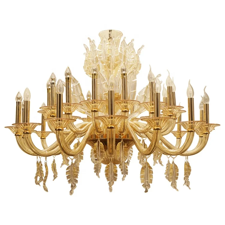 China factory price oem 30 lights hallway brown luxury candle crystal glass leaf chandelier