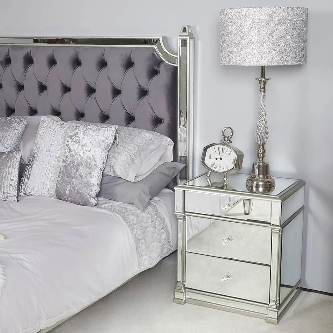 High Quality Bedroom Mirrored Bedside Table Cabinet With Drawers - Buy ...