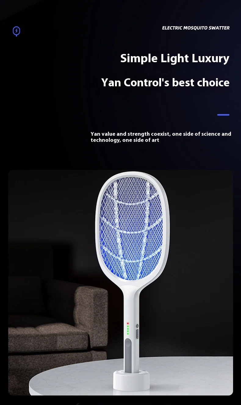 Three-in-One Household Electric Mosquito Killer Lamp Silent Swatter with Effective Physical Repellent Rechargeable