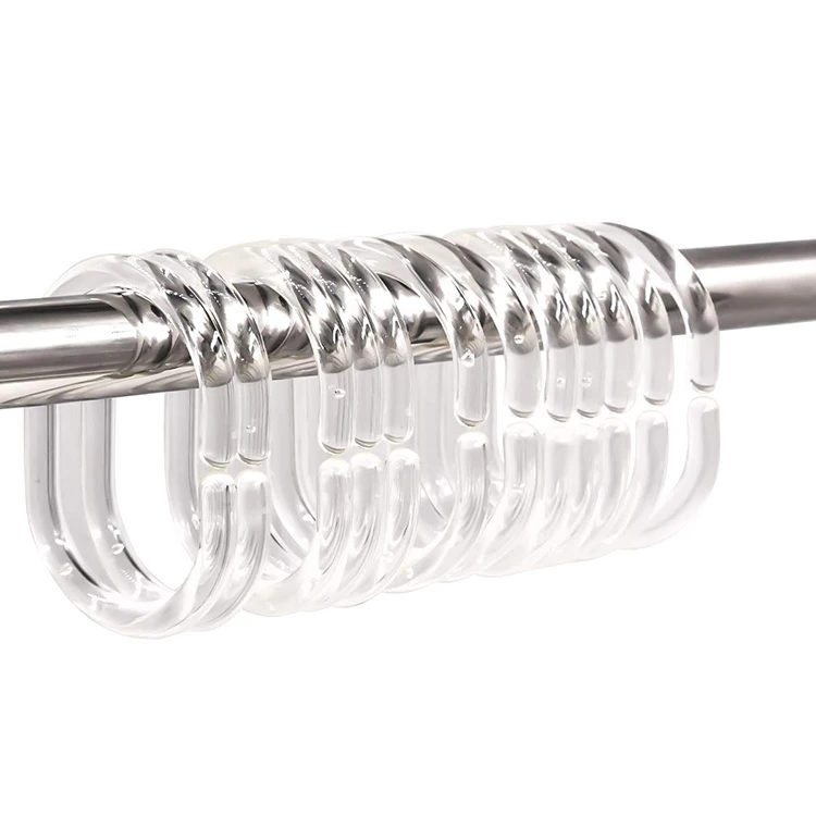 Clear Plastic Shower Curtain Hook Bath C Type Curtain Glide Hanger