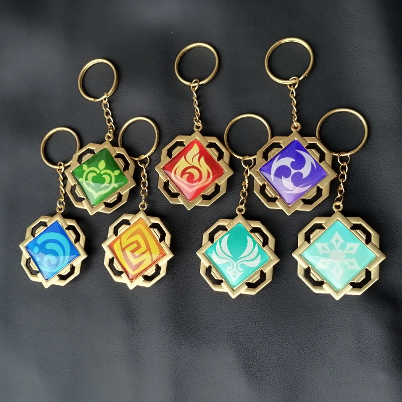 Genshin Impact Keychain Element God's Eye Vision For Men Car Key Chain
