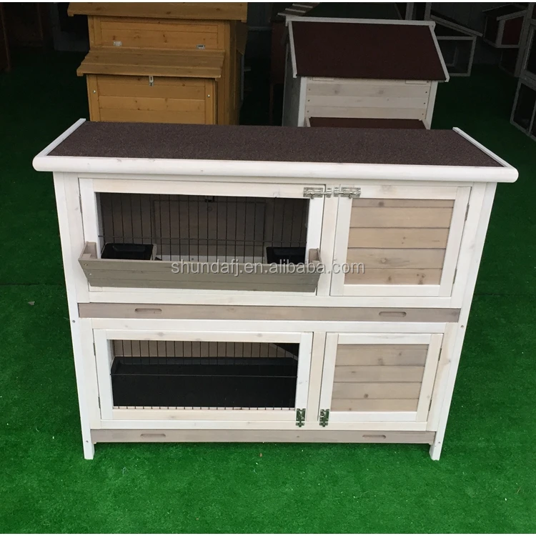 Sdr020 Commercial Luxury Rabbit Cage Wooden Rabbit Cage With Hay Rack