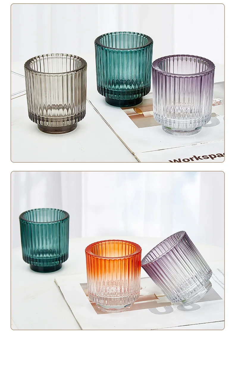 product cylindrical colored glass candle jar luxurious striped empty candle jars-11
