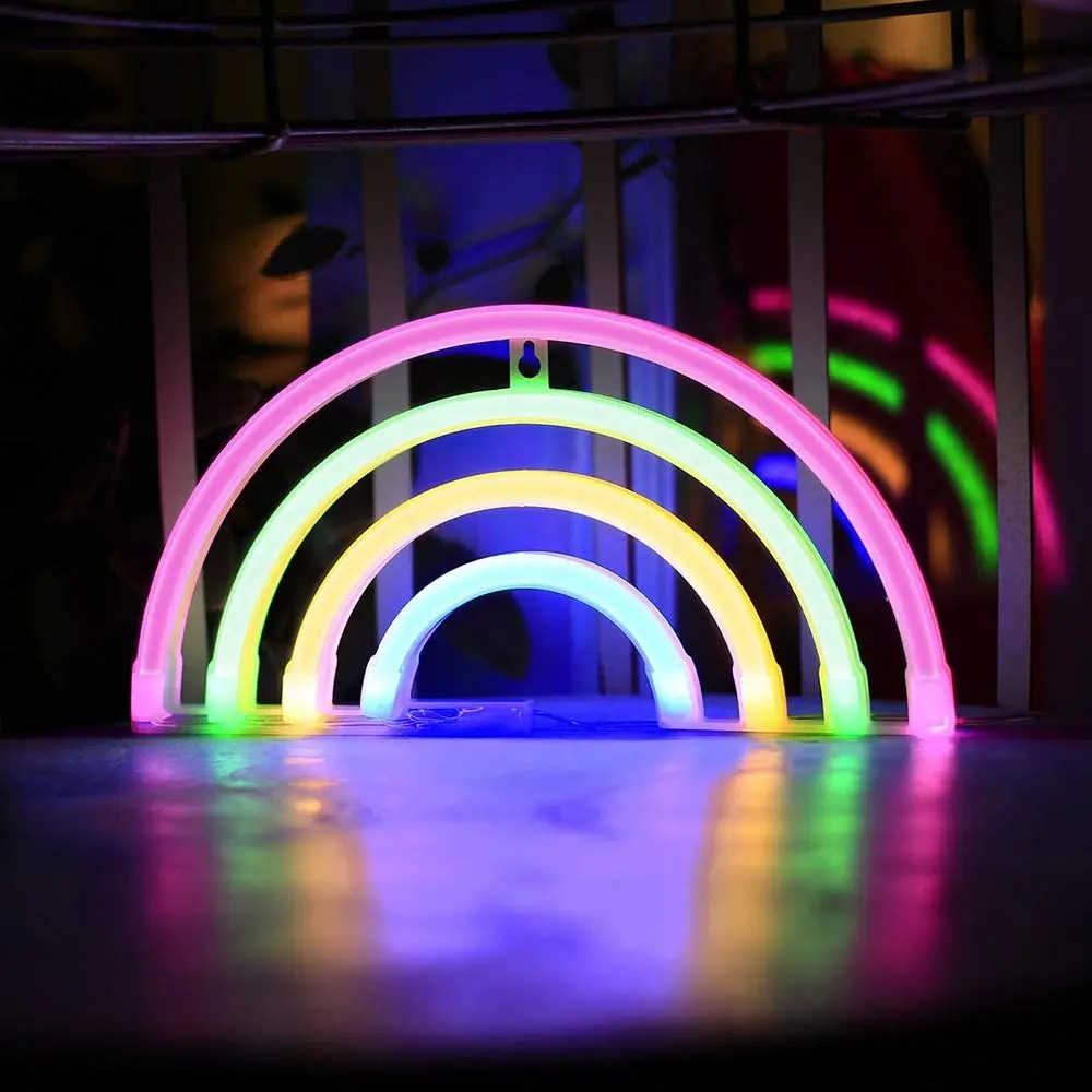 Wholesale Multicolor Rainbow Neon Night Light 3AA Battery With USB Powered Cute And Lovely Gifts for Kids