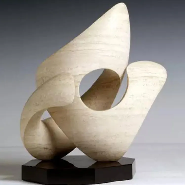 天然石材抽象艺术雕塑与基地