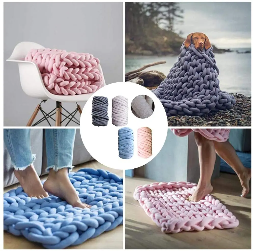 Wholesale Hollow Super Giant Chunky Hand Knitting Cotton Tube Yarn For