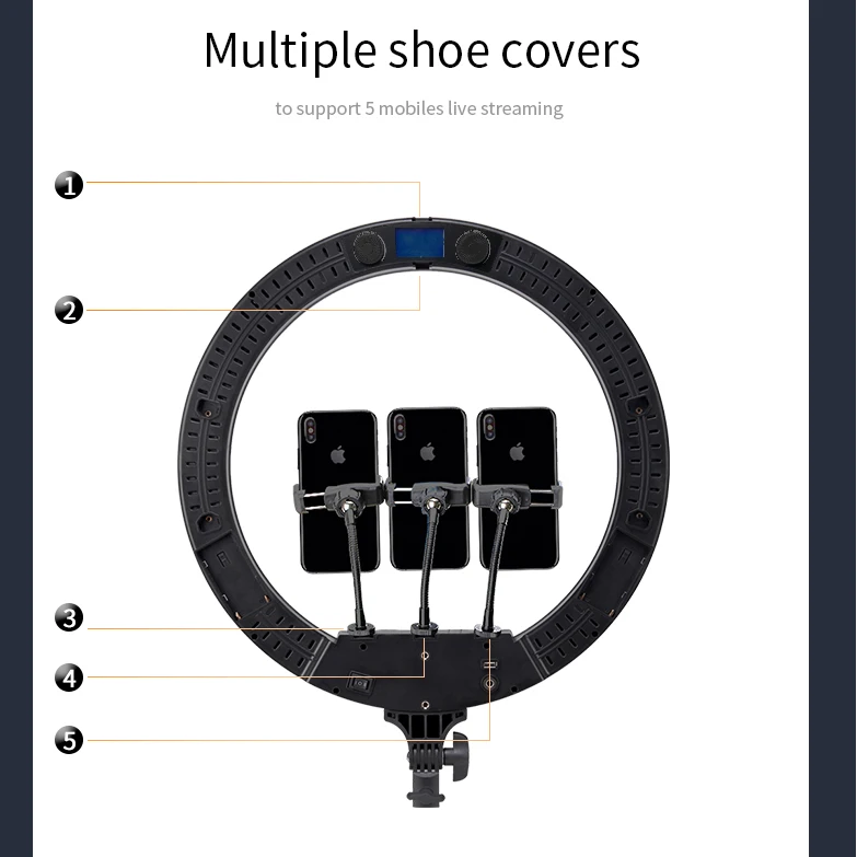 Tolifo 19 inch 60W Photo Studio Portable Photography RGB Ringlight LED Video Light with tripod stand