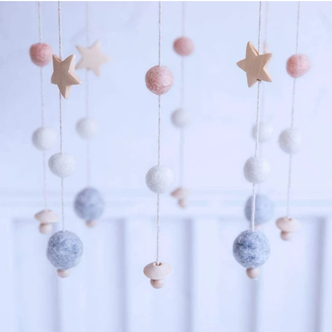 Wholesale custom home decoration felt hanging toy wind bell stars toys
