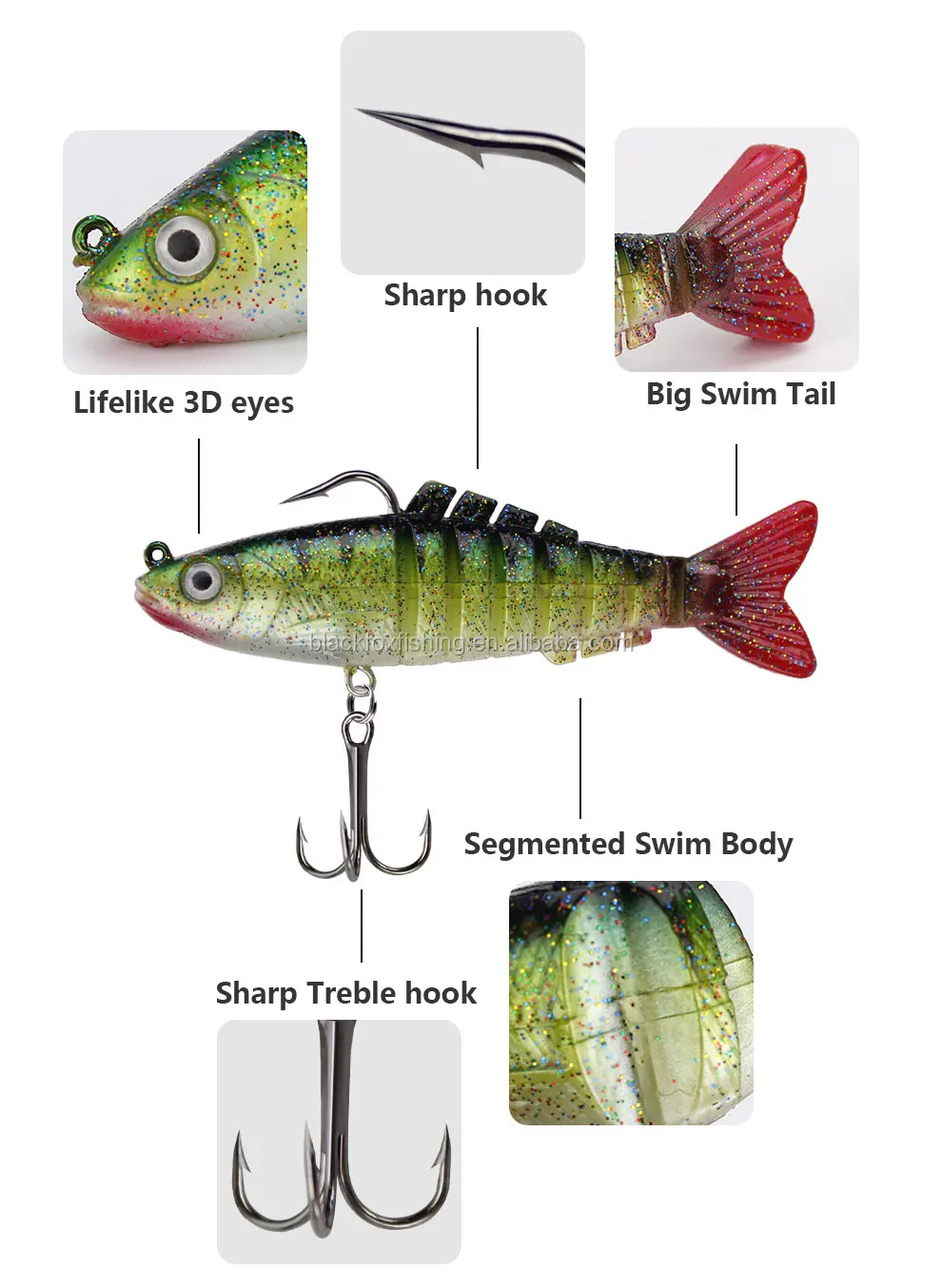 Live Mullet Lure Perch Barramundi Mulloway 8 Segments Soft Plastic Lure