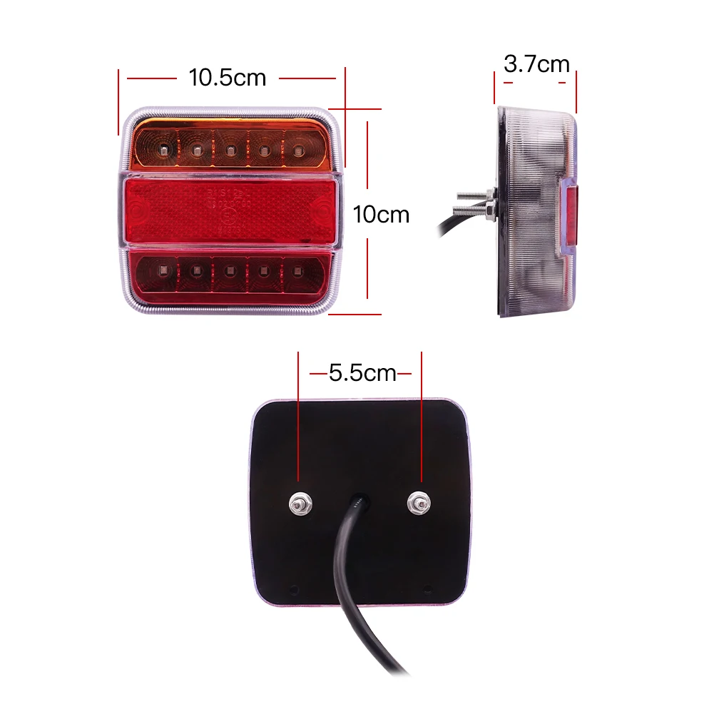 product 14 led rounded square truck trailer lights rear tail light brake stop turn signal lamp taillight-33