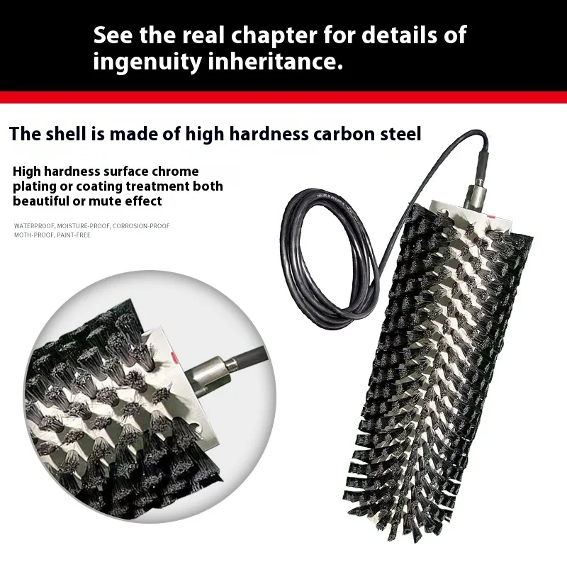 Hengdong 50 Brush DC Electric Roller Conveyor Belt Assembly Line Cleaning Roller Cylinder Nylon Bristle Material OEM factory